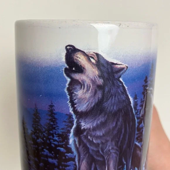 Vintage Wolf Mug Canadian Geographic Blue Ceramic Coffee Rare - Picture 6 of 14